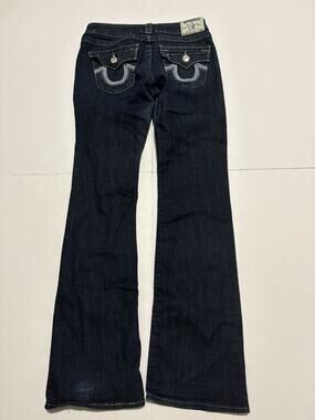 True Religion Womens 28 Bootcut Jeans Made USA Dark Wash Horseshoe Y2K Flare